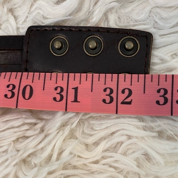 Brown Leather Gold Studs Four Strands Wide Belt Total length size Small Medium main image 7